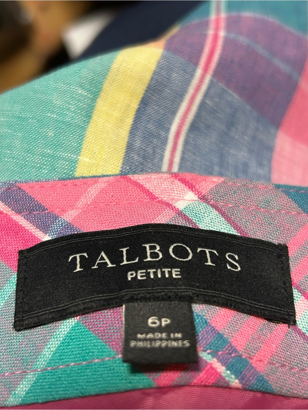 Talbots Madras Plaid Skirt 6P Linen Cotton Preppy Summer Golf Mini Pockets - Picture 7 of 8